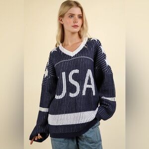 USA Oversized Waffle Knit Sweater